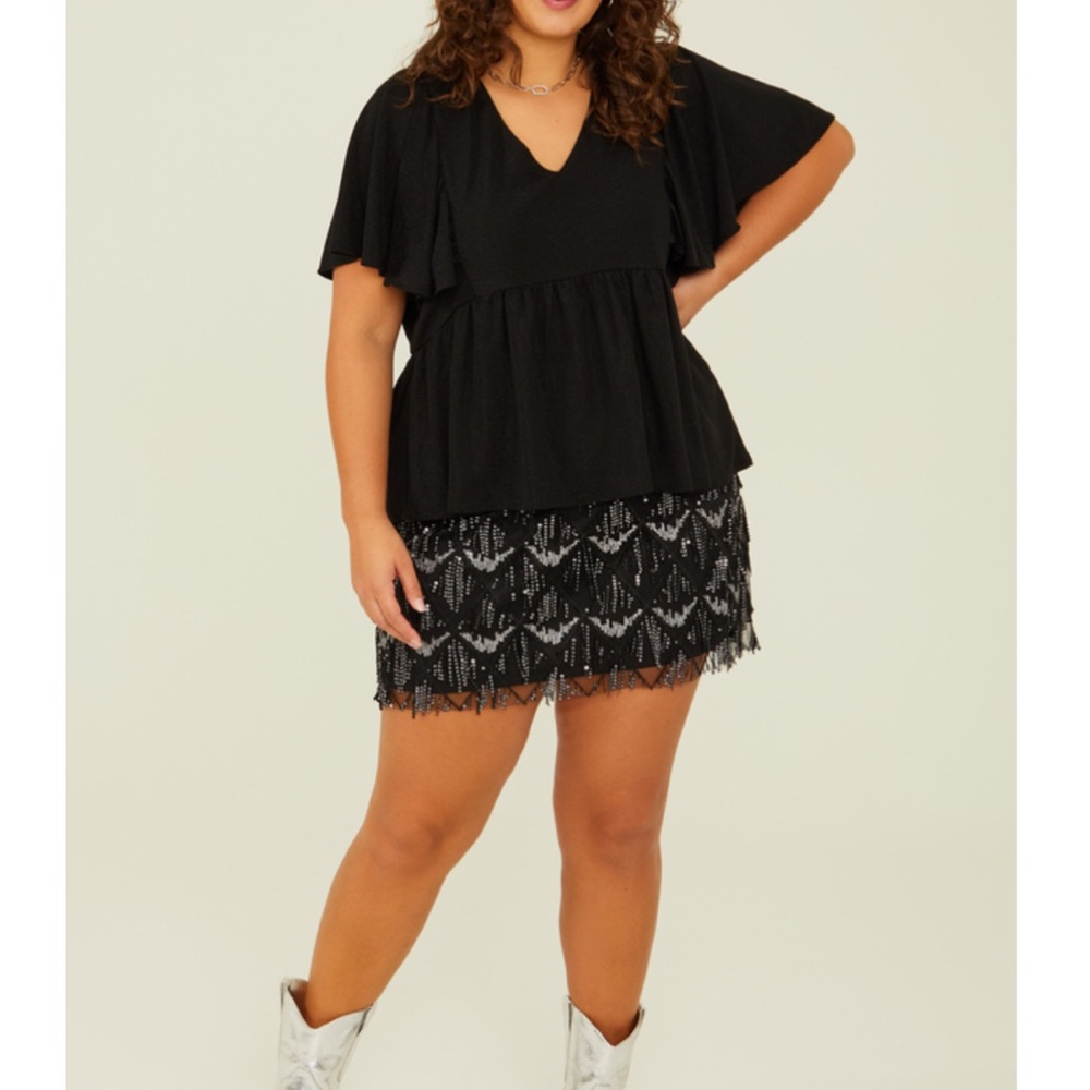 Arula Black Ruffle Top